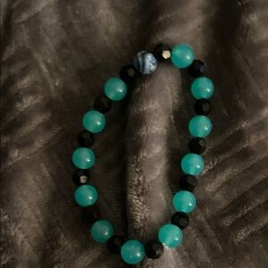 Hand made men's Elegant Blue and Black Beaded Bracelet